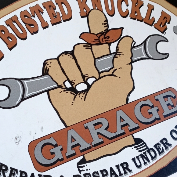 "The Busted Knuckle Garage" Metal Sign - Picture 2 of 5